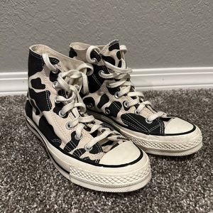 Cow print high top Converse
